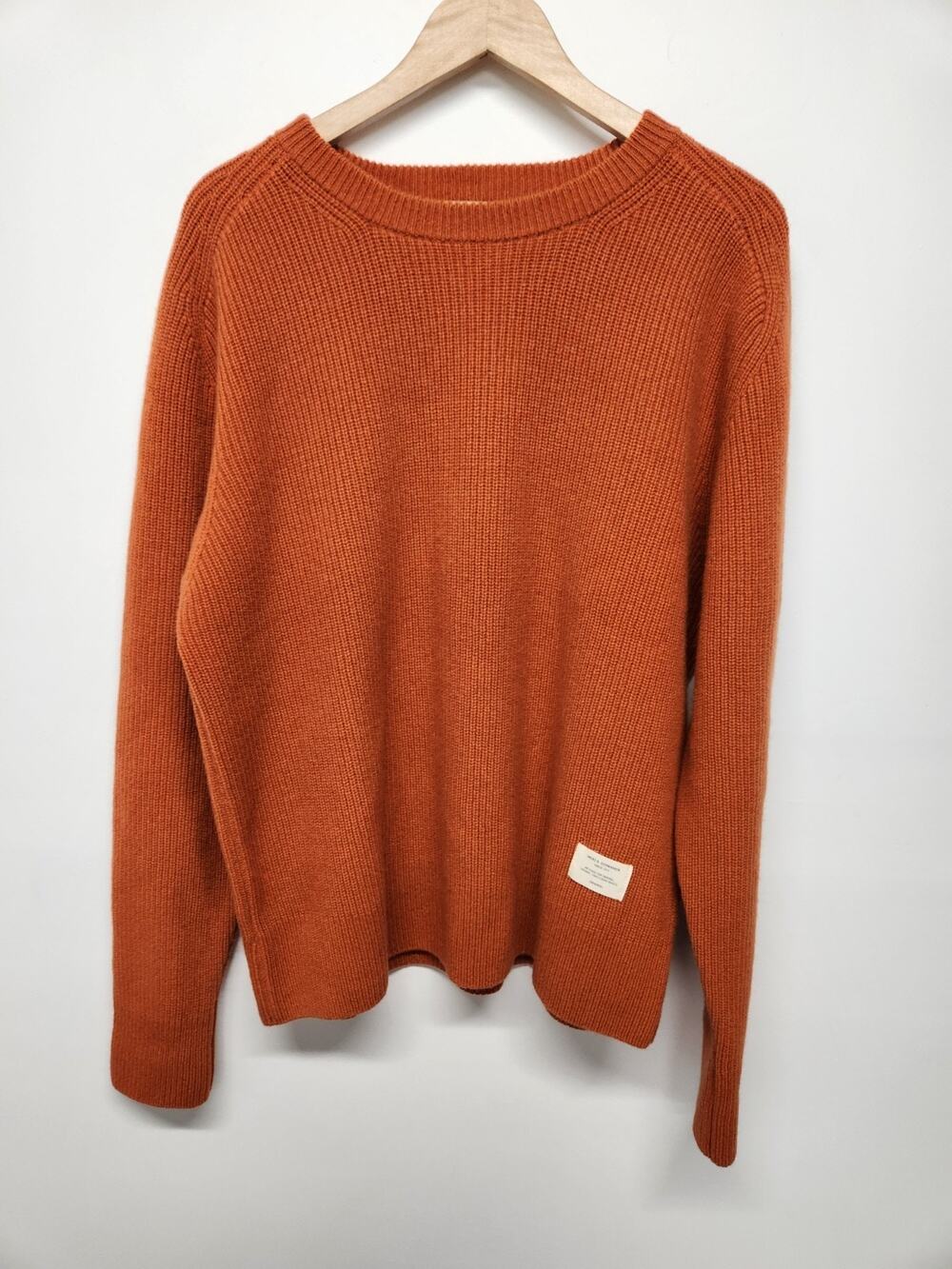Merz b. Schwanen Men's Wool/Cashmere Crewneck Pullover, Size XXL, Rust Orange